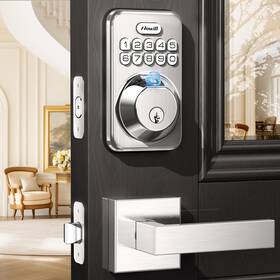 Dk02a-l-nickel-1 Zowill Fingerprint Door Lock Keypad With 2 Handles Keyless Entry Auto An