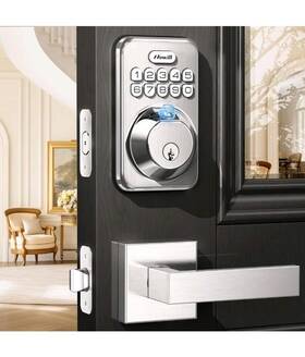 Dk02a-nickel Zowill Fingerprint Door Lock Keypad 2 Handles Keyless Dk02a - Stain Nickel
