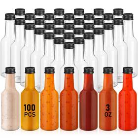 B0cc852w3s Zubebe 100x 3oz Empty Clear Plastic Hot Sauce Bottles Leakproof Screw Cap