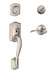 Schlage Camelot Satin Nickel Entry Door Handleset Accent Lever F60 619. Fixed Price $68.00.