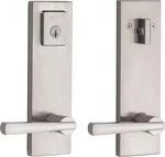 Baldwin Spyglass Square Satin Nickel Front Entry Door Smartkey Handleset Lock. Fixed Price $111.11.