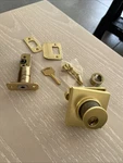 Sure-loc Modern Square Deadbolt Satin Brass Single Cylinder Keyed DB201-SMD Sb. Fixed Price $14.99.