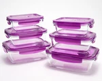 Locknlock 6-PC Glass Rectangle Bakers,vented Lids,food Storage, Violet, K97527. Fixed Price $39.95.