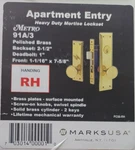 Marks Apartment Entry Right Hand Mortise Lockset With Deadbolt Metro 91A/3. Fixed Price $109.99.