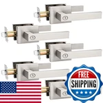 Tinewa 5 Pack Privacy Square Brushed Nickel Door Handles Interior Keyless. Fixed Price $117.13.
