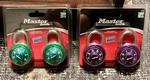 Two 2 Pack 1530T Green, Purple Combination Padlock Colors. Fixed Price $24.10.