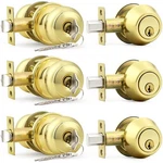 Probrico Polished Brass Entry Door Knob Deadbolt 3 Pack Keyed Alike. Fixed Price $104.99.