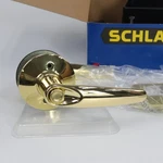 Schlage Jazz Reversible Privacy Lock Lever Set In Polished Brass F40 605. Fixed Price $12.00.