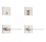 Kwikset Halifax Satin Nickel Door Lever Combo Keyed Entry & Low Profile Deadbolt. Fixed Price $46.95.