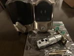 Schlage Camelot Satin Nickel Electronic Encode Plus Smart Wifi Deadbolt BE499WB. Fixed Price $200.00.