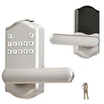 Uimoso Electronic Keyless Door Lock With Lever Handle Satin Nickel. Fixed Price $37.99.
