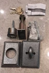 Emtek Wrought Steel Keyed Deadbolt Satin Sws. Fixed Price $50.00.