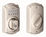 Schlage BE365 Satin Nickel Camelot Battery Keypad Single Cylinder Deadbolt. Fixed Price $80.71.