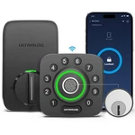 Ultraloq Bluetooth + Built-in Wifi Door Sensor, Black With Satin Nickel. Fixed Price $238.64.
