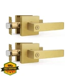 Gobrico 2PK Gold Square Privacy Door Levers Satin Brass Bed/bath Lockset. Fixed Price $79.99.