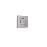 Square Satin Nickel Single Cylinder Deadbolt Featuring Dual Keyway DD2X21PXJ. Fixed Price $24.99.