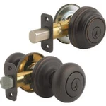 (2SETS)-KWIKSET Signature Series Juno Venetian Bronze Deadbolt & Door Knob Combo. Fixed Price $180.81.