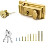 Qwork Night Latch Deadbolt Rim Lock With Key Gold Finish Antique Style. Fixed Price $14.84.
