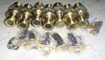Kwik Antique Brass Tone Door Knob Handle Dummy Lock Sets, Of 7 Vintage. Fixed Price $110.00.