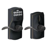 Schlage Camelot Aged Bronze Keypad Door Lock With Accent Handle Flex. Fixed Price $71.99.