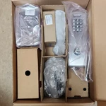 Schlage CO-100 Electronic Keyless Keypad Door Lock Satin Silver W/ Hardware. Fixed Price $699.99.