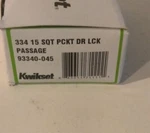 Kwikset 334-15 Square Pocket Door Lock Passage Satin Nickel 93340-045. Fixed Price $16.00.