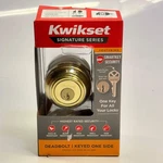 Kwikset Single Cylinder Deadbolt Keyed One Side Polished Brass 99800-120. Fixed Price $24.64.