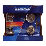 Schlage Georgian Satin Nickel Deadbolt And Entry Door Knob 1-3/4 In.. Fixed Price $58.76.