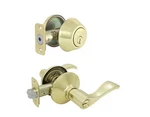 Defiant Naples Entry Lever Combo Pack Single Cylinder Deadbolt Polished Brass. Fixed Price $20.00.