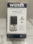 Weiser Halo Wifi Touch Fingerprint Smart Deadbolt Keypad Door Lock Satin Nickel. Fixed Price $141.18.