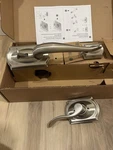 Schlage Camelot Entry Door Handle With Lever - Satin Nickel. Fixed Price $34.95.