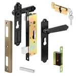 Security Screen Storm Door Lever Set, Lock Cylinder, Diecast, Black. Fixed Price $62.55.