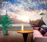 3D Sea Boat 18668NA Wallpaper Murals Removable Fay. Fixed Price $183.52.
