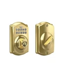 Schlage BE365 505 Camelot Keypad Deadbolt Electronic Keyless Entry Lock Gold. Fixed Price $58.00.