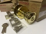 Weiser Lock Richmond Knob & Deadbolt - Polished Brass Keyed Entry Combo. Fixed Price $29.50.