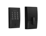 Schlage Century Matte Black Electronic Encode Smart Wifi Deadbolt With Alarm. Fixed Price $190.00.