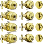 Door Knob Single Cylinder Deadbolt Lock Set, Polished Brass Front Handl. Fixed Price $133.99.