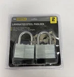 Pro Essentials Laminated Steel Padlock 2 Locks. Fixed Price $5.00.