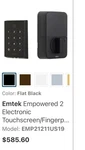 Emtek EMP21211-US19 Empowered Wifi And Bt Deadbolt, Flat Black, (MS453). Fixed Price $400.00.