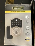 Defiant - Touchpad Electronic Single Cylinder Deadbolt Satin Nickel 1009 623 200. Fixed Price $20.00.