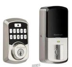 Kwikset-aura Nickel Single Cylinder Electronic Bluetooth Keypad Smart Deadbolt. Fixed Price $105.29.