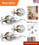 Satin Nickel Keyed-alike Door Lever & Deadbolt Set 2-PACK For Home Security. Fixed Price $73.49.