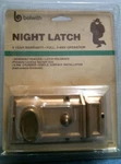 Belwith Night Latch Deadbolt Brass, Pin (1105) Fs. Fixed Price $20.00.