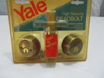 Vtg Yale Deadbolt Brass For Doors With Glass V3221A Keyed Inside And Outside. Fixed Price $49.70.