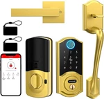 Smonet Smart Front Door Lock Set With Handle Fingerprint Keyless Keypad Deadbolt. Fixed Price $199.99.