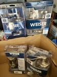 Lot 4 New Weiser Door Knob Levers:belmont Interior Satin Nickel GLC331/GLA331. Fixed Price $29.99.