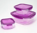 Locknlock Nestable Baking Glass Food Container Set With Lids K310357 Violet. Fixed Price $36.95.