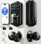 Veise VE027-K Wifi Smart Lock Knob Fingerprint Keyless Front Door Black. Fixed Price $49.95.