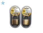 New Yale Brass Padlock 4, 2 Set, Y110/50MM, Stainless Steel Shackle. Fixed Price $45.00.