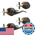 Gobrico Oil Rubbed Bronze Keyed-alike Door Levers And Single Cylinder Deadbolts. Fixed Price $95.62.